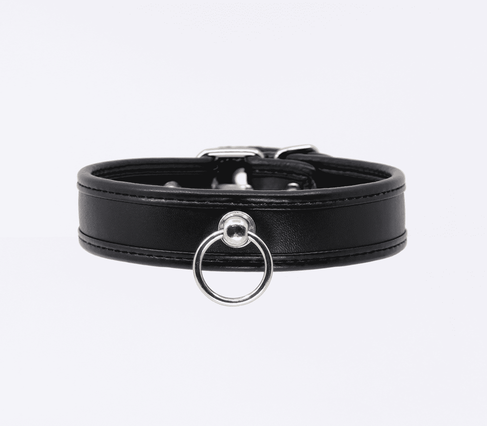 Berlin Baby Thin Padded Faux Leather Bondage Collar - - Collars and Leads