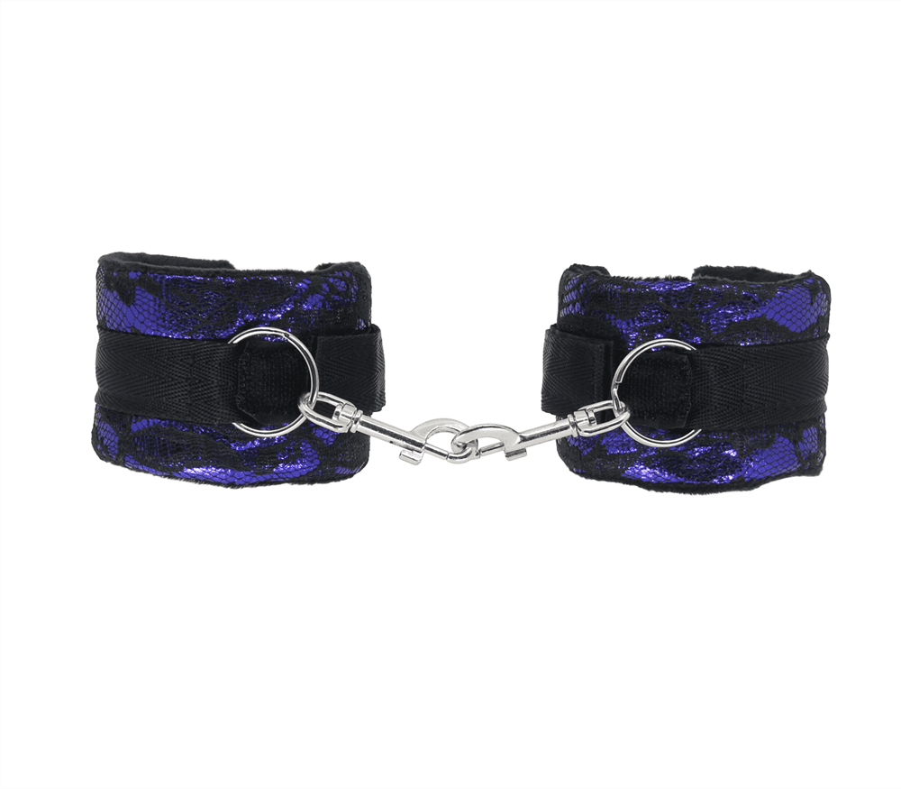 Berlin Baby Satin and Lace Bondage Wrist Cuffs - Purple - Cuffs And Restraints