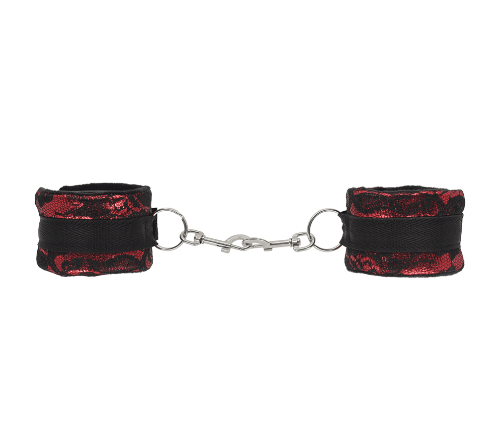 Berlin Baby Satin and Lace Bondage Wrist Cuffs - Red - Cuffs And Restraints
