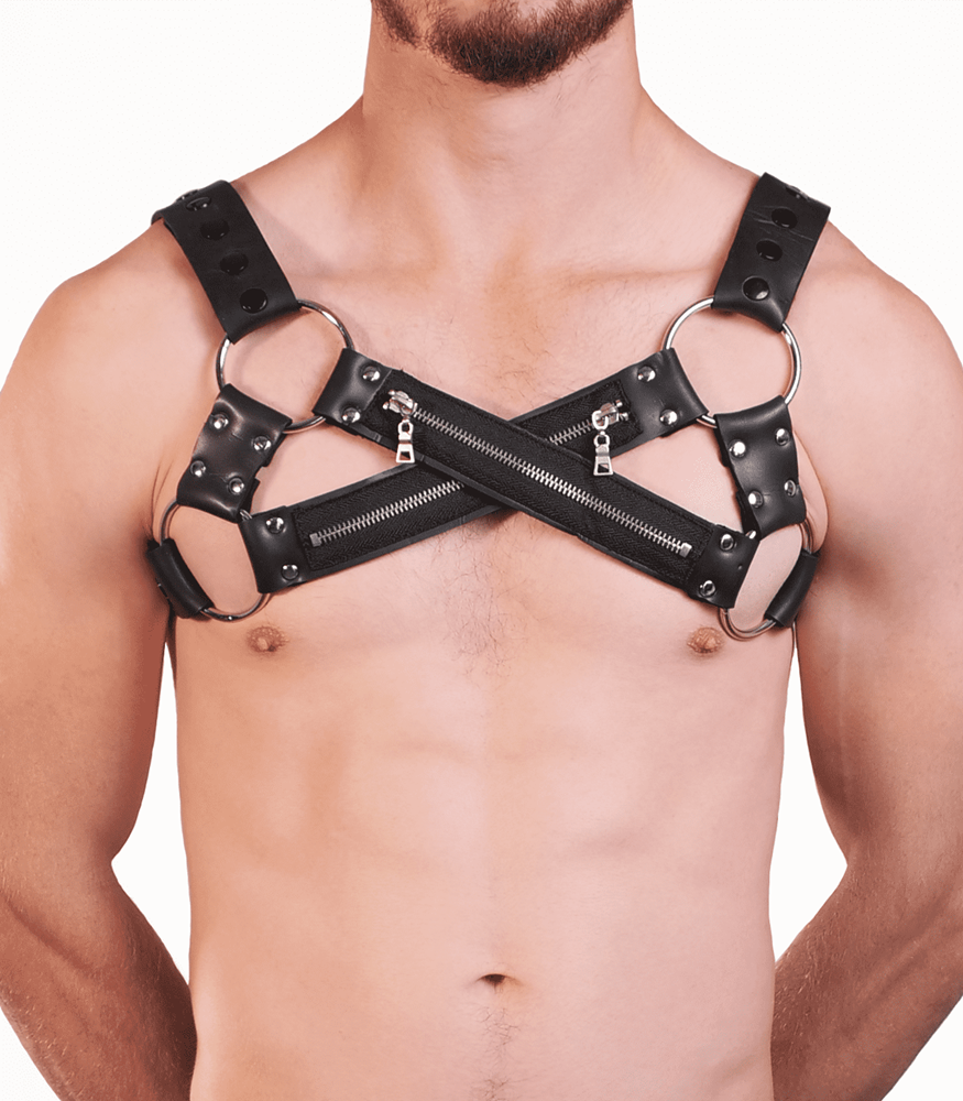 Love In Leather Mens Cross Front Neoprene Body Brace - Default Title - Cuffs And Restraints
