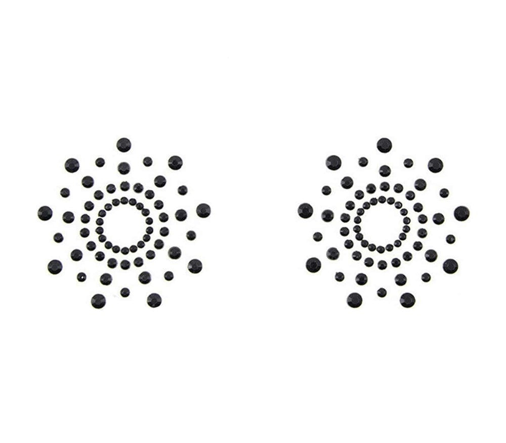 Love In Leather Rhinestone Tease Nipple Pasties - Black - Breast and Nipple Toys