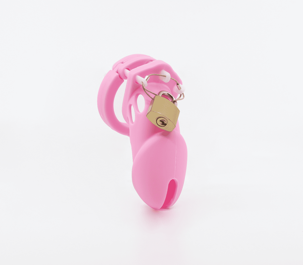 Love In Leather Silicone Male Chastity Cage Short - - Male Chastity