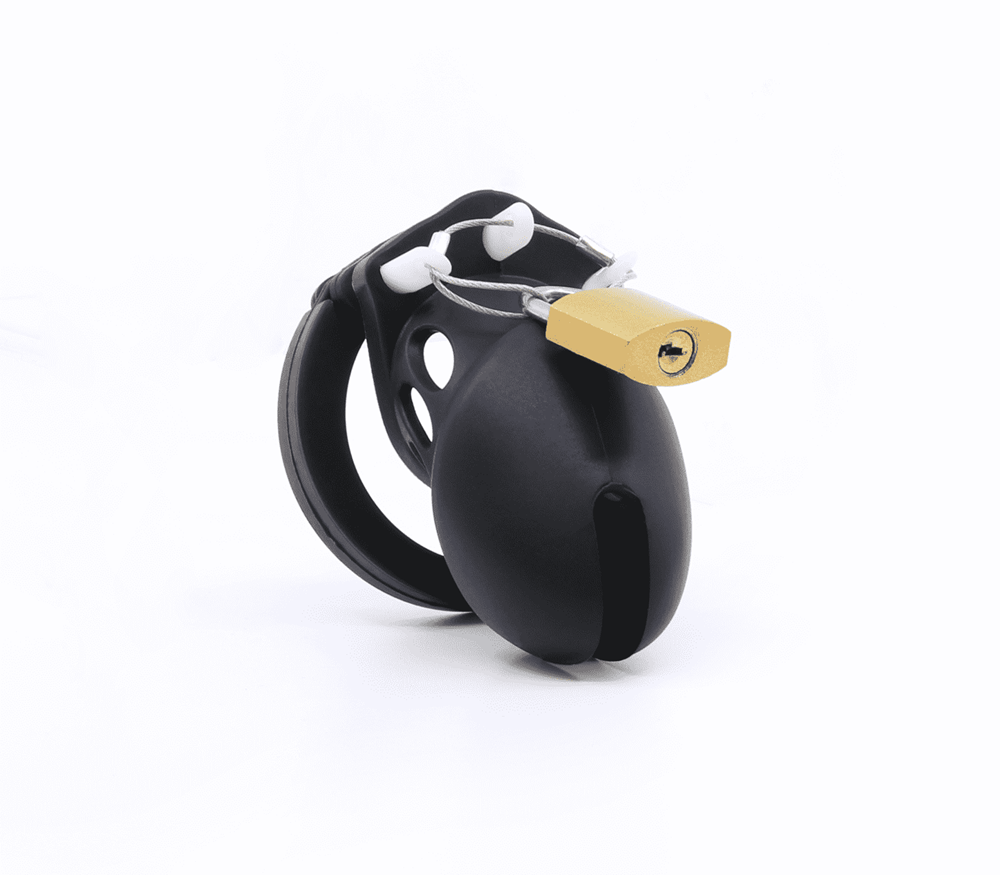 Love In Leather Silicone Male Chastity Cage Long - - Male Chastity