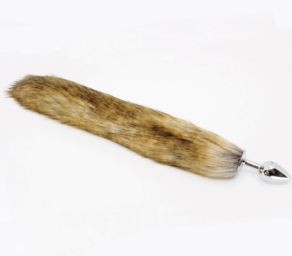 Love In Leather Fox Tail Anal Plug Medium - Brown Animal Print - Butt Plugs