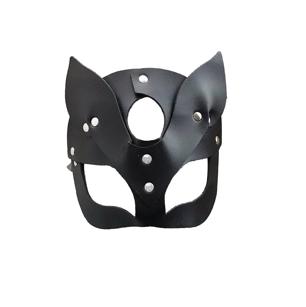 Love In Leather Cat Ears Half Face Leather Mask - - Masks And Blindfolds