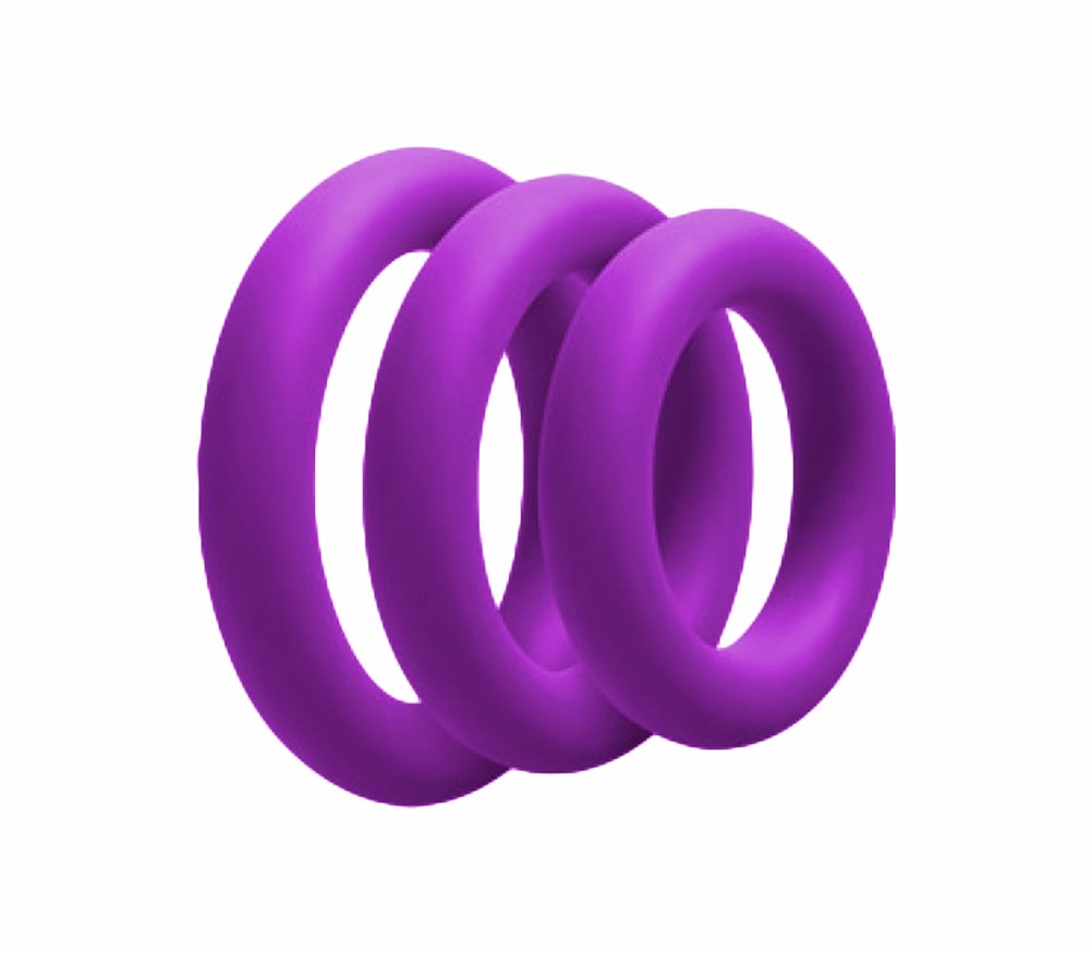 Love In Leather 3 Pack Silicone Fat Boy Cock Ring - Purple - Cock Ring Sets