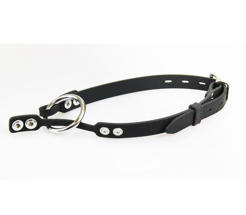 Love In Leather Silicone Gag With Metal O-Ring - - Bondage Gags and Bits