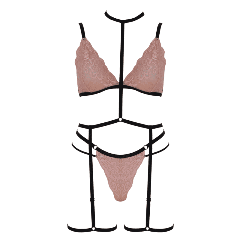 Muse Triangle Bralette With Double Waist Strap Pink - Small - Her Fetish