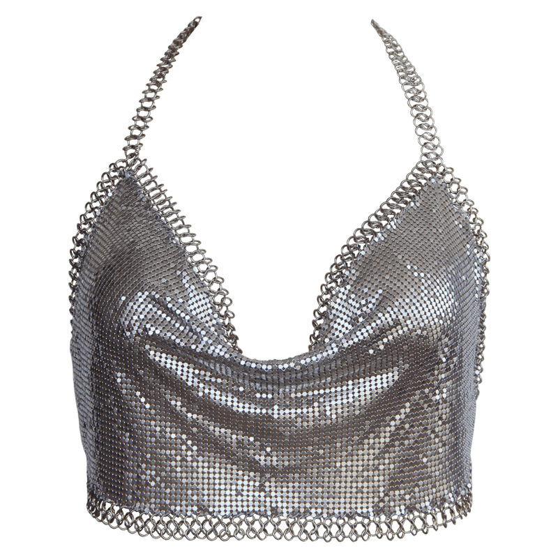 Muse Lingerie Womens Cropped Halter Neck Top Silver - Default Title - Skirts And Club Wear