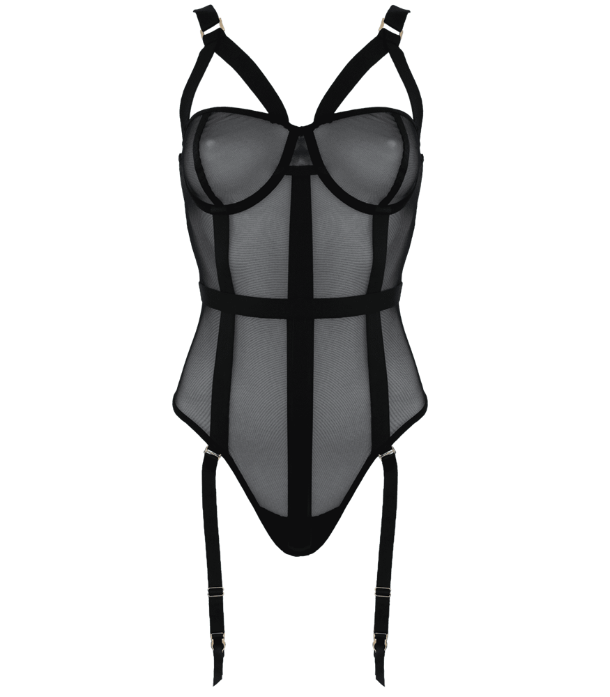 Muse Black Mesh One Piece Womens Fetish Teddy - Small - Her Fetish