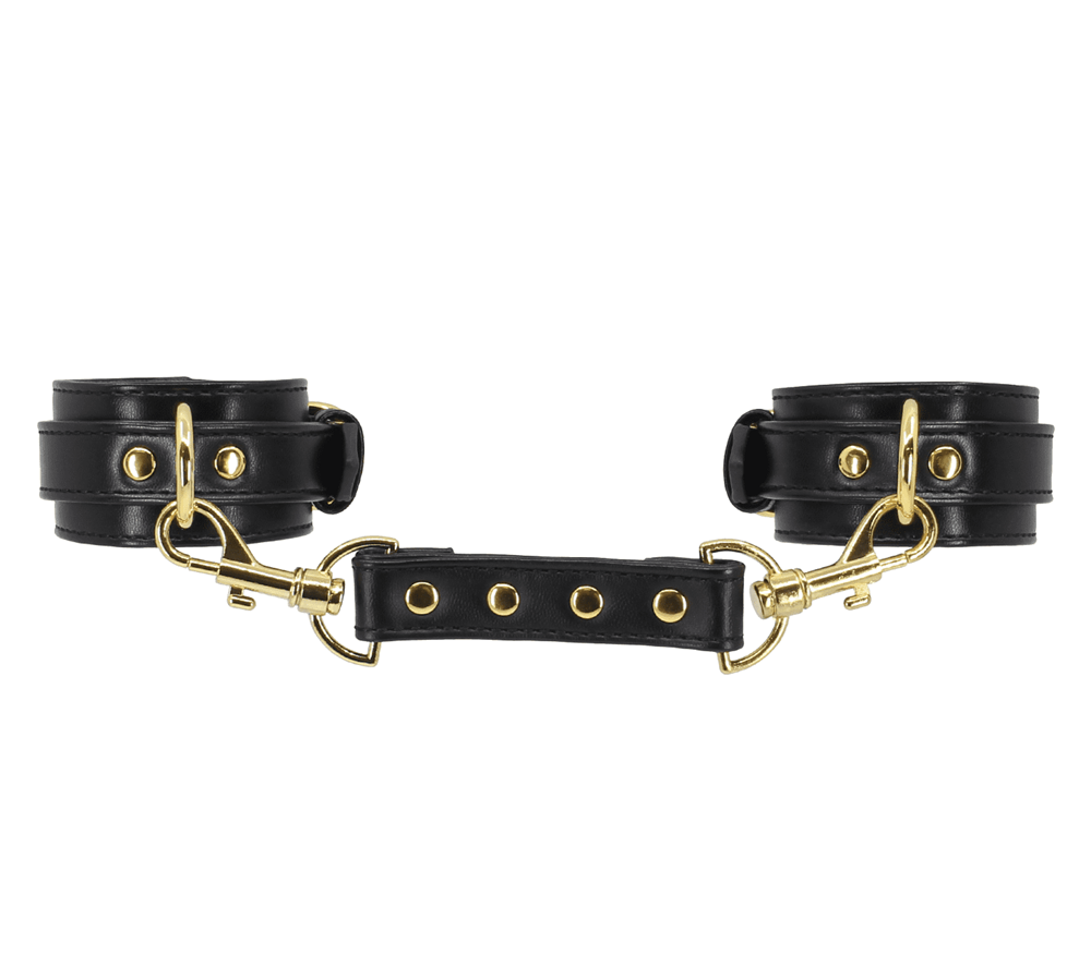Love In Leather Premium Faux Leather Wrist Cuffs - Black - Cuffs And Restraints