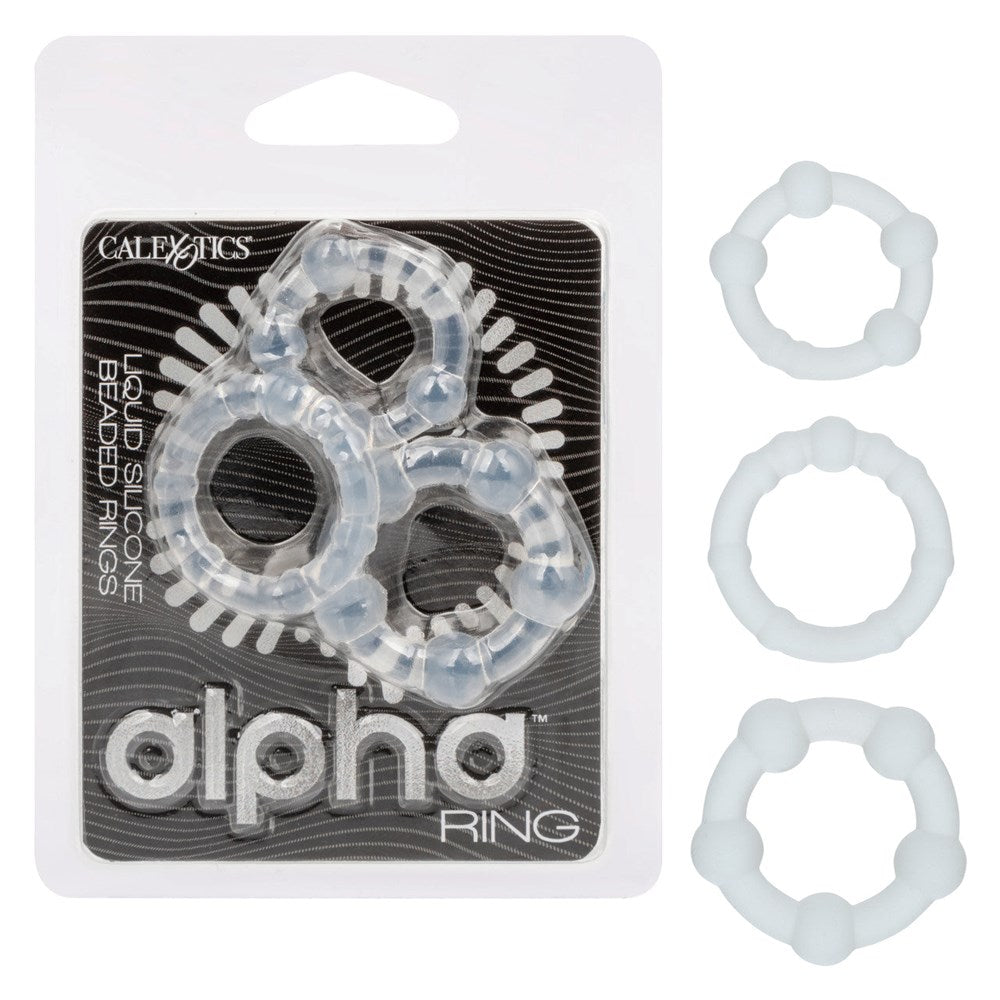CalExotics Alpha Liquid Silicone Beaded Cock Rings - - Cock Ring Sets