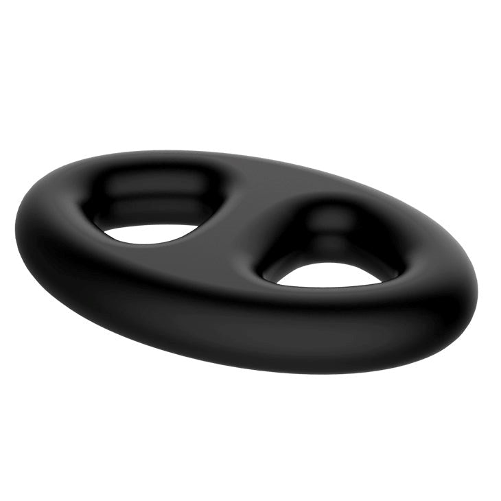 CRAZY BULL Silicone Oval Cock & Ball Ring Black - - Ball and Cock Toys