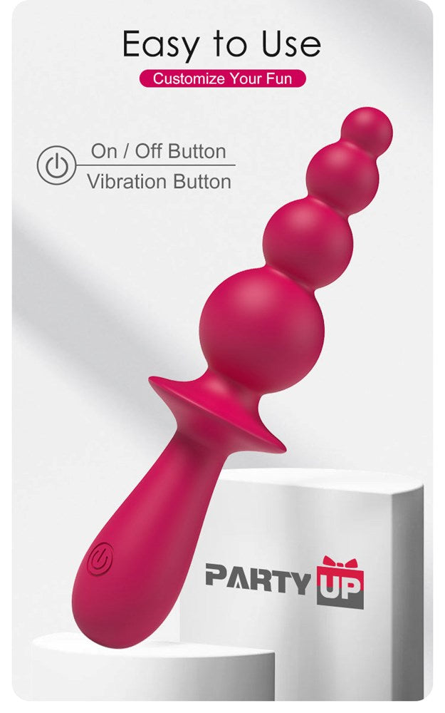 Party Up EVAJANE USB Rechargeable Beaded Vibrator - Anal Beads and Balls
