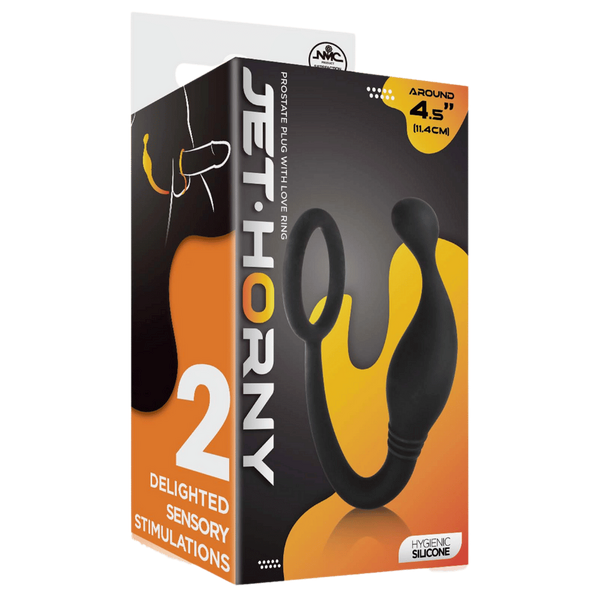 Excellent Power Prostate Plug with Love Ring Black - 4.5 Inches - Prostate Toys