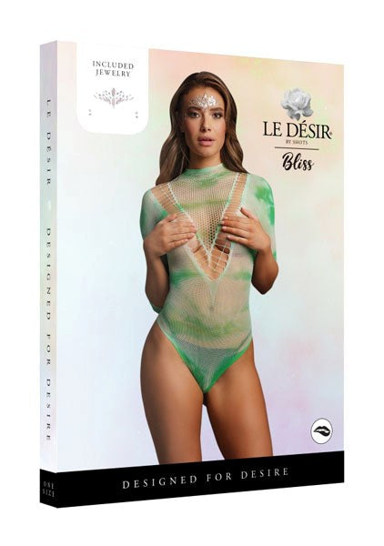 Le Desir Short Sleeve Tie Dye Teddy & Face Bling Sticker - Teddies and Bodysuits