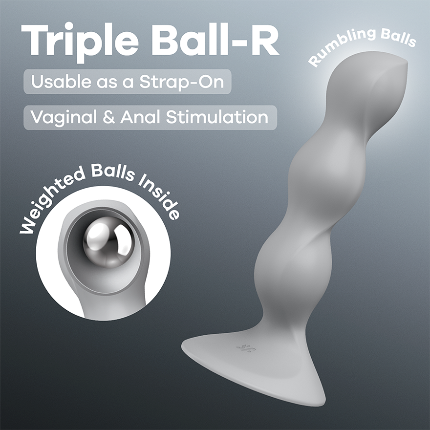 Satisfyer Triple Ball-R Beaded Anal Plug - Grey - Butt Plugs