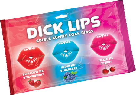 Hott Products Dick Lips Gummy Cock Rings 3 Pack - - Party Gifts and Novelties