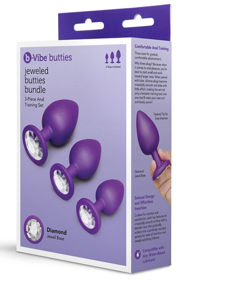 b-Vibe Jewel Butties 3 Piece Anal Training Set - - Butt Plugs