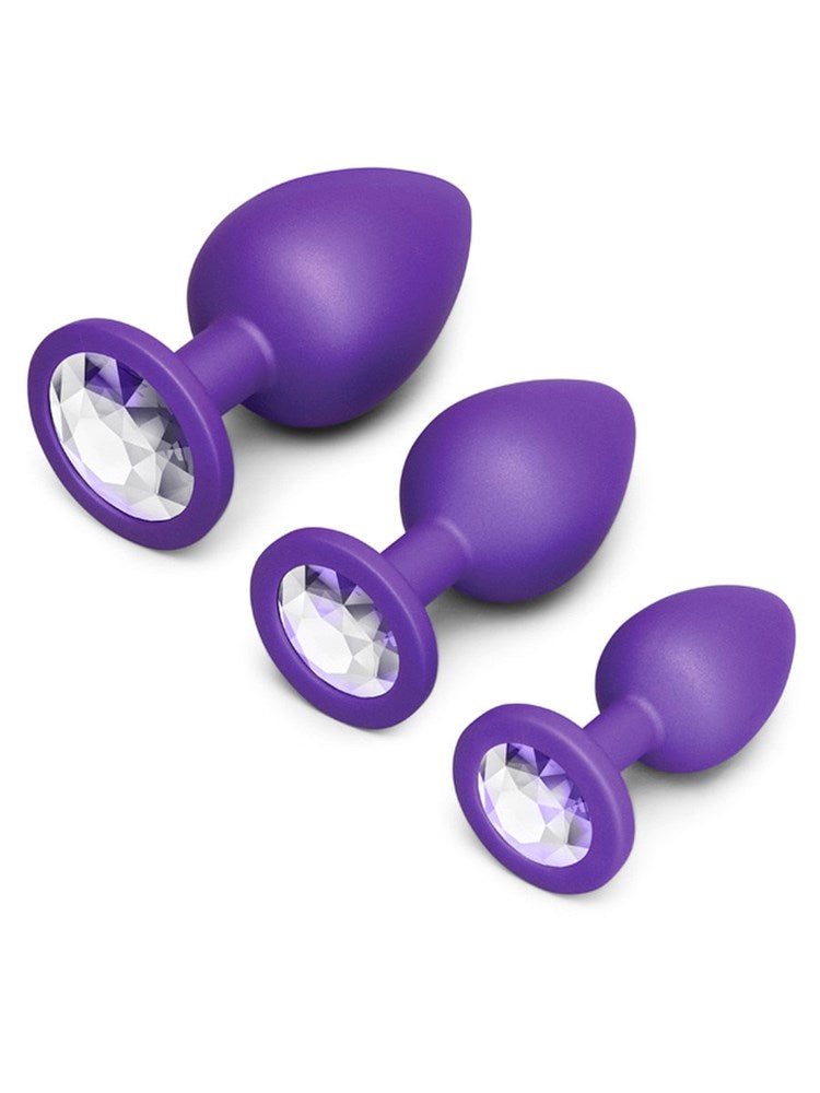 b-Vibe Jewel Butties 3 Piece Anal Training Set - Purple - Butt Plugs