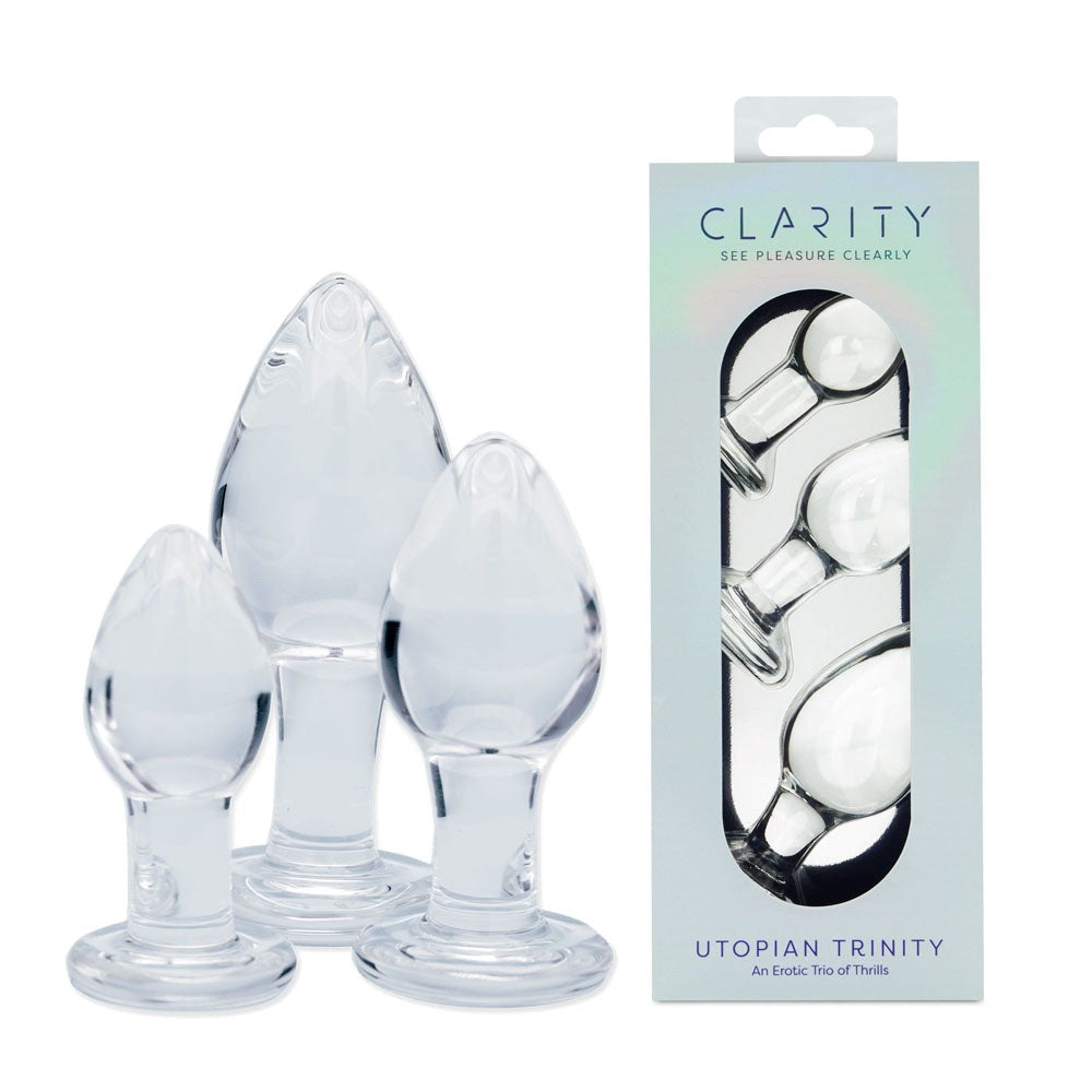 Creative Conceptions Clarity Utopian Trinity Butt Plugs Set - - Glass Sex Toys