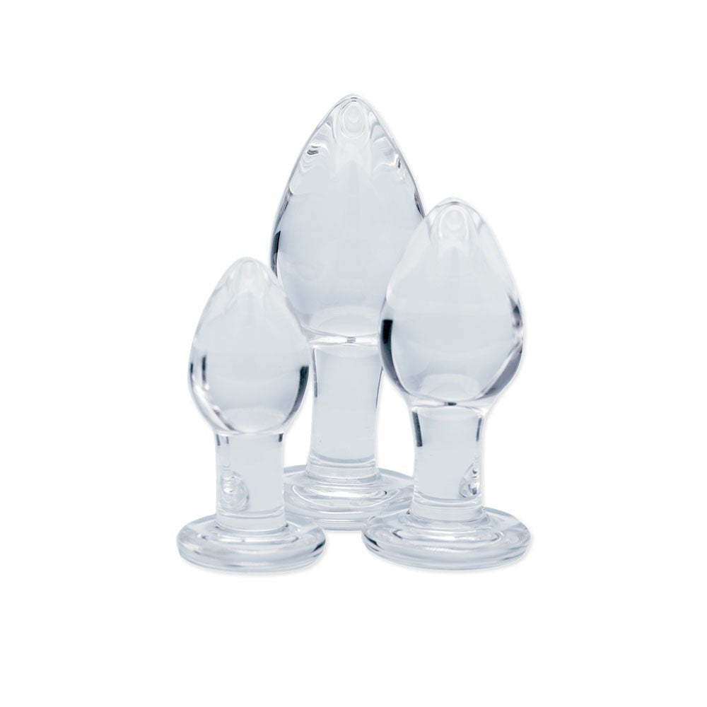 Creative Conceptions Clarity Utopian Trinity Butt Plugs Set - Clear - Glass Sex Toys