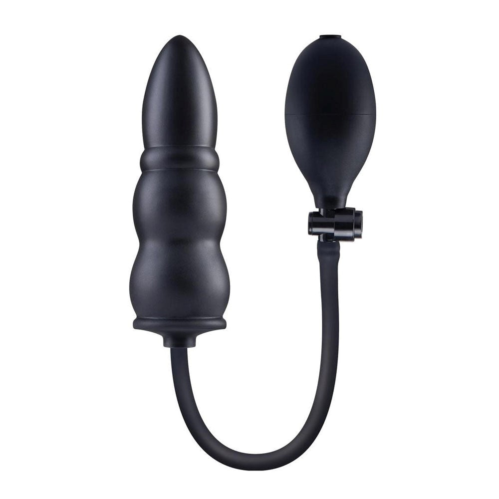 Xgen Size Up Ripple Inflatable Butt Plug Black - 15.2CM - Butt Plugs