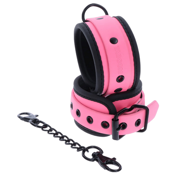 Scala Taboom Glow In the Dark Wrist Cuffs - Pink - Cuffs And Restraints