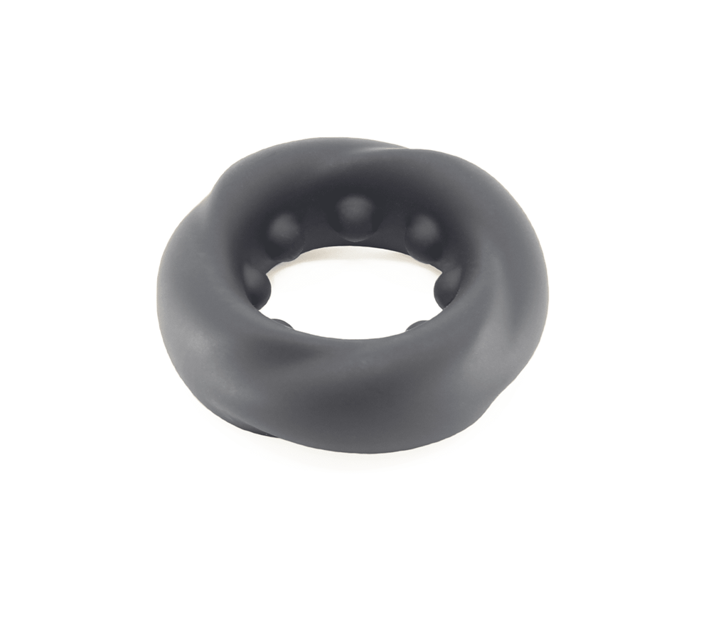 Love In Leather Mens Silicone Twisted O Ring - Stretchy Cock Rings