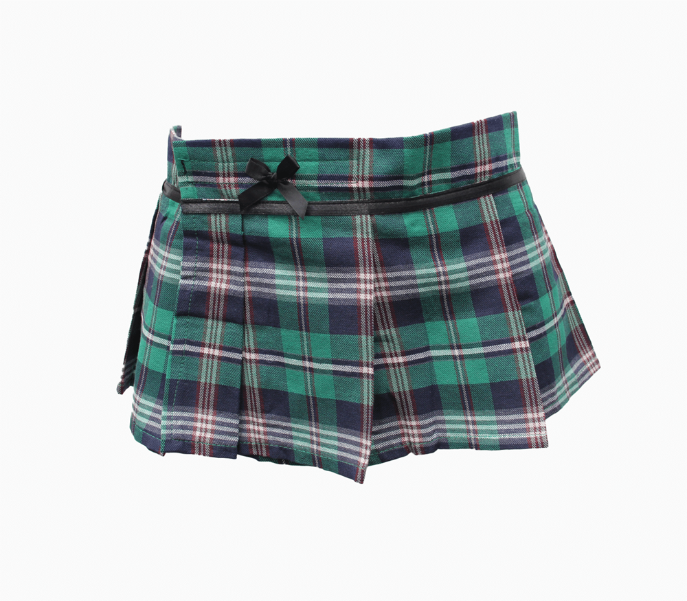 Love In Leather Tartan Wrap Sexy Skirt Green - Skirts And Club Wear