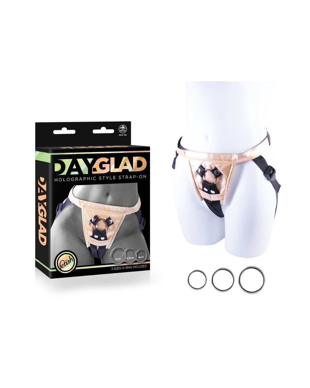 Nanma Day-Glad Pu Harness With 3 Different Size Metal Ring - Strap On Sextoys