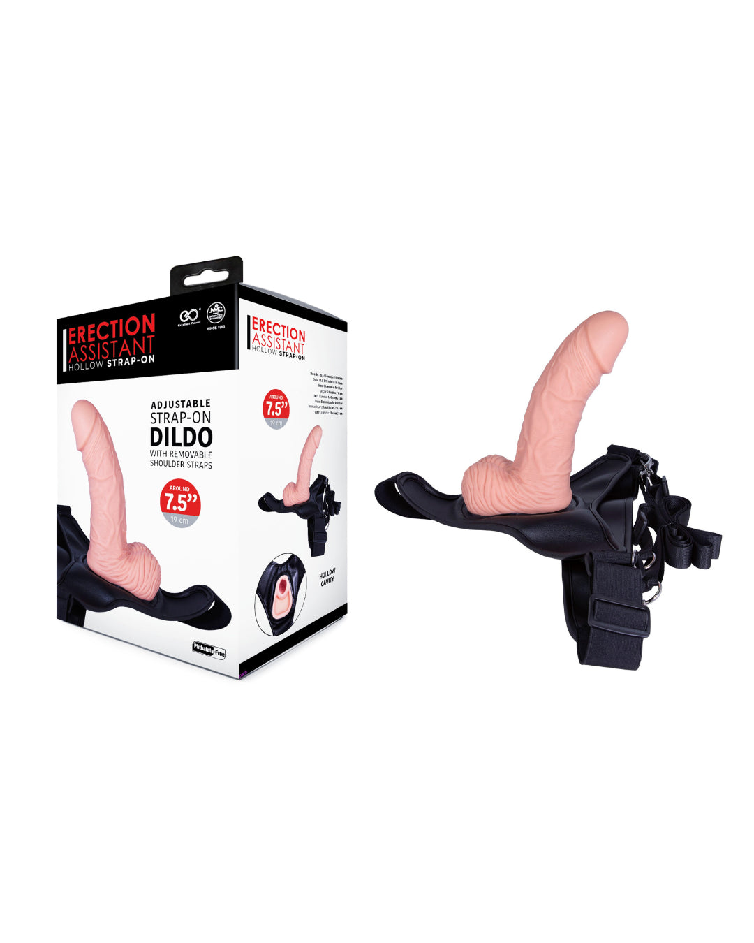 Nanma Silicone Hollow Adjustable Strap On Dildo 7.5 Inch - Strap On Sextoys