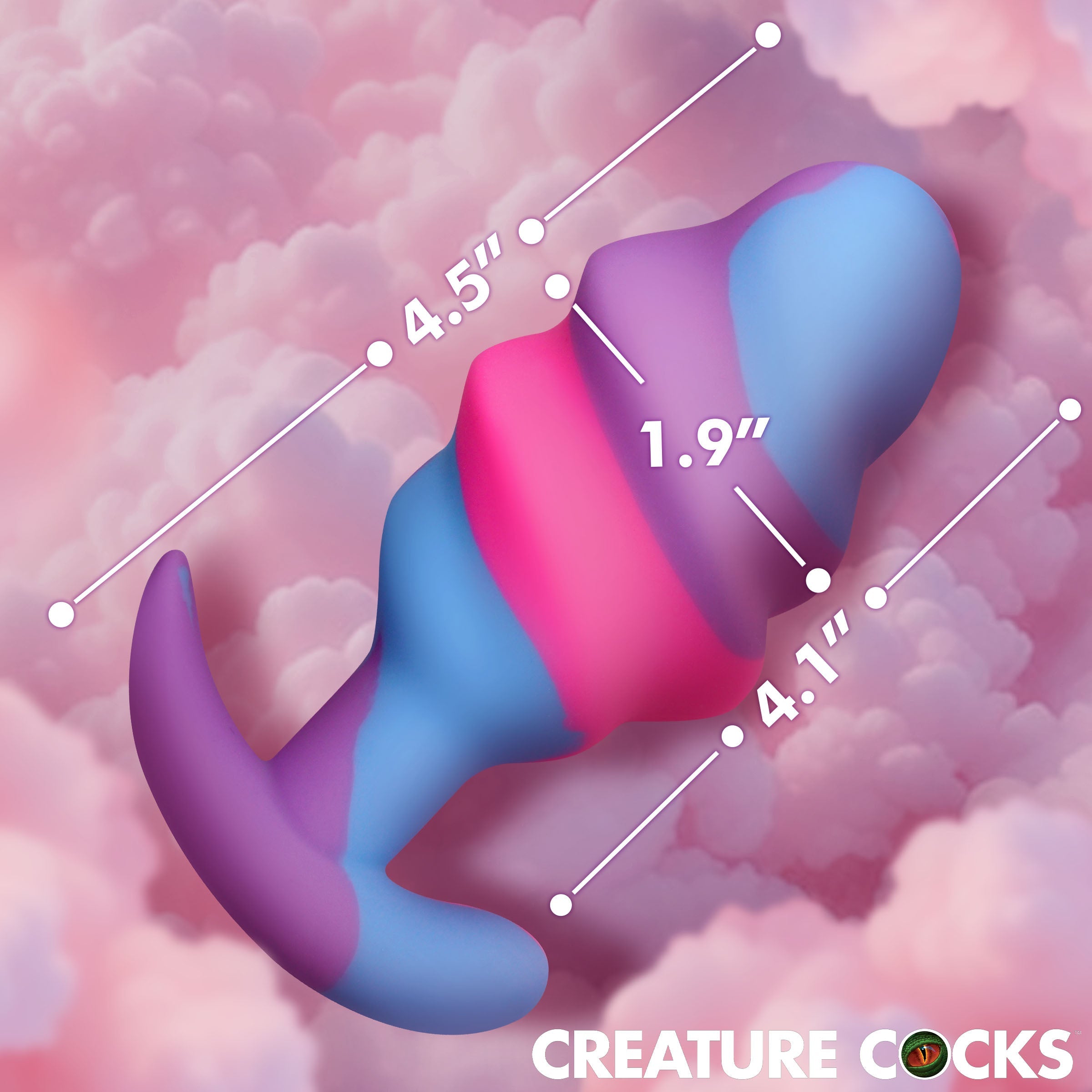 Creature Cocks Unicorn Swirl Silicone Butt Plug Large - - Butt Plugs