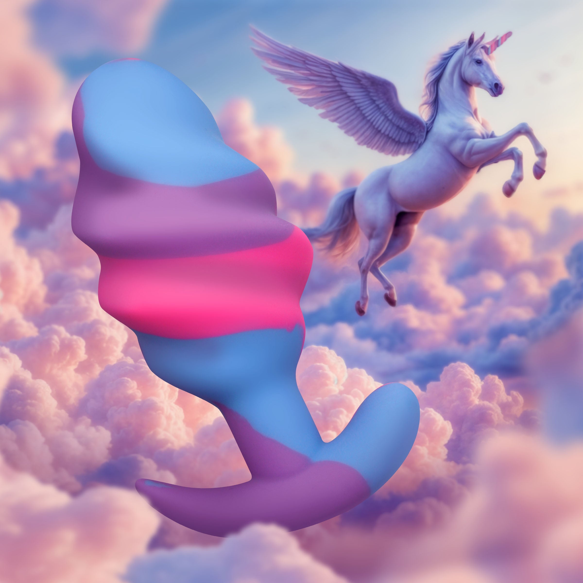 Creature Cocks Unicorn Swirl Silicone Butt Plug Large - Mixed - Butt Plugs