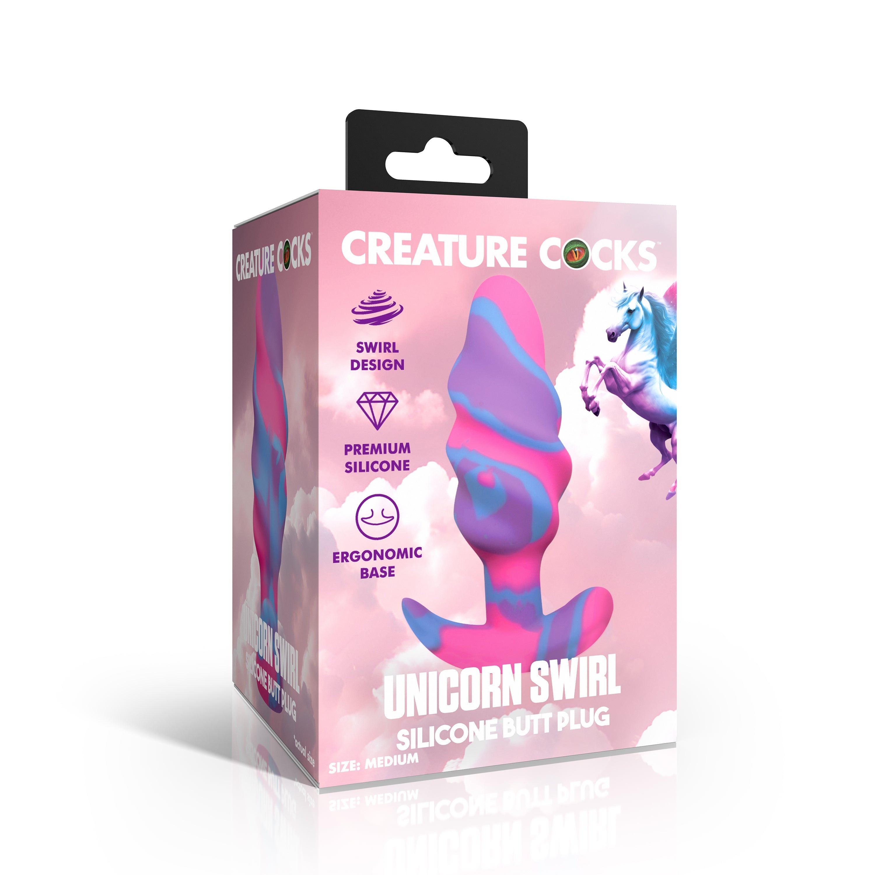 Creature Cocks Unicorn Swirl Silicone Butt Plug Large - Butt Plugs