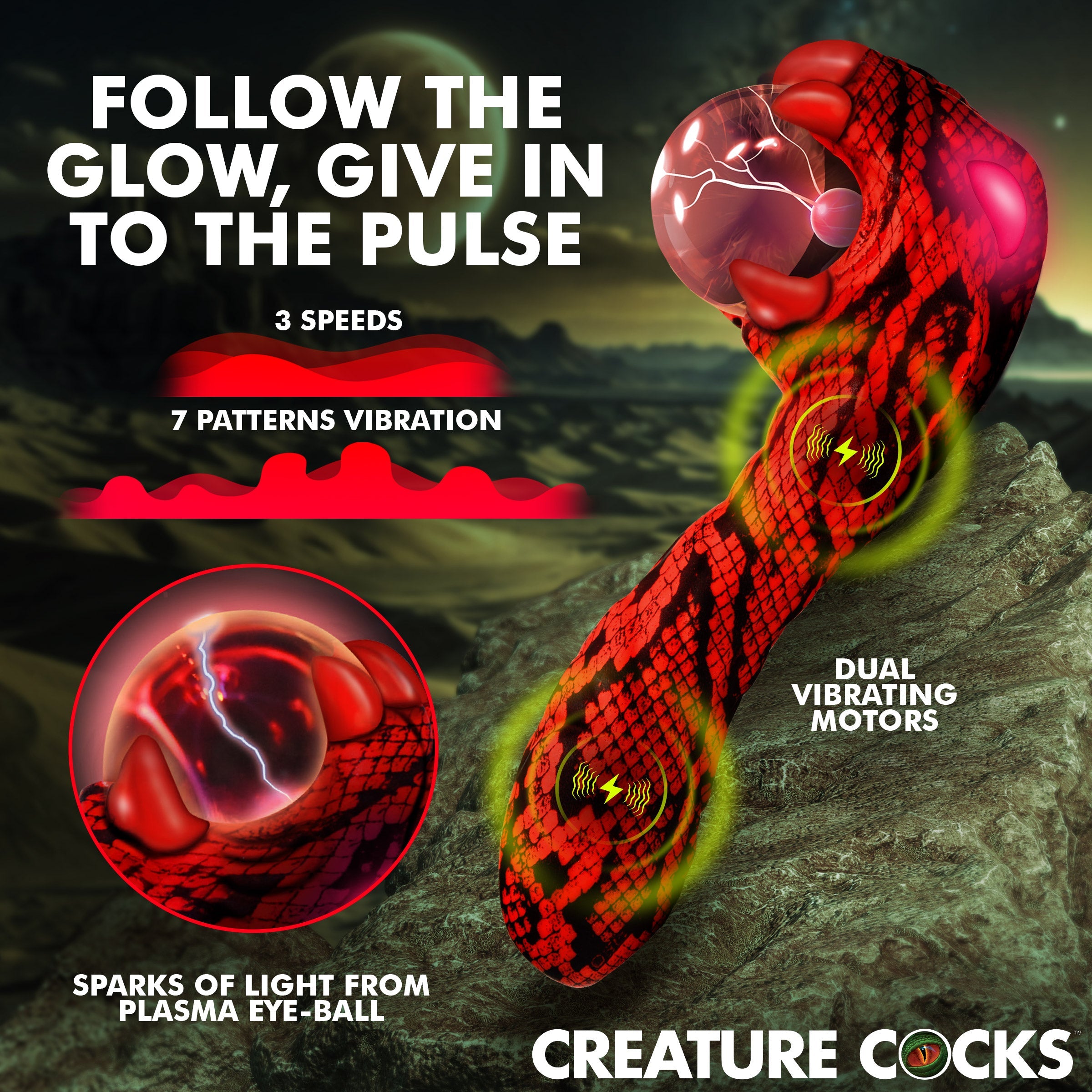 XR Brands Creature Cocks Cobra Rechargeable Fantasy Vibrator - - Novelty Vibrators