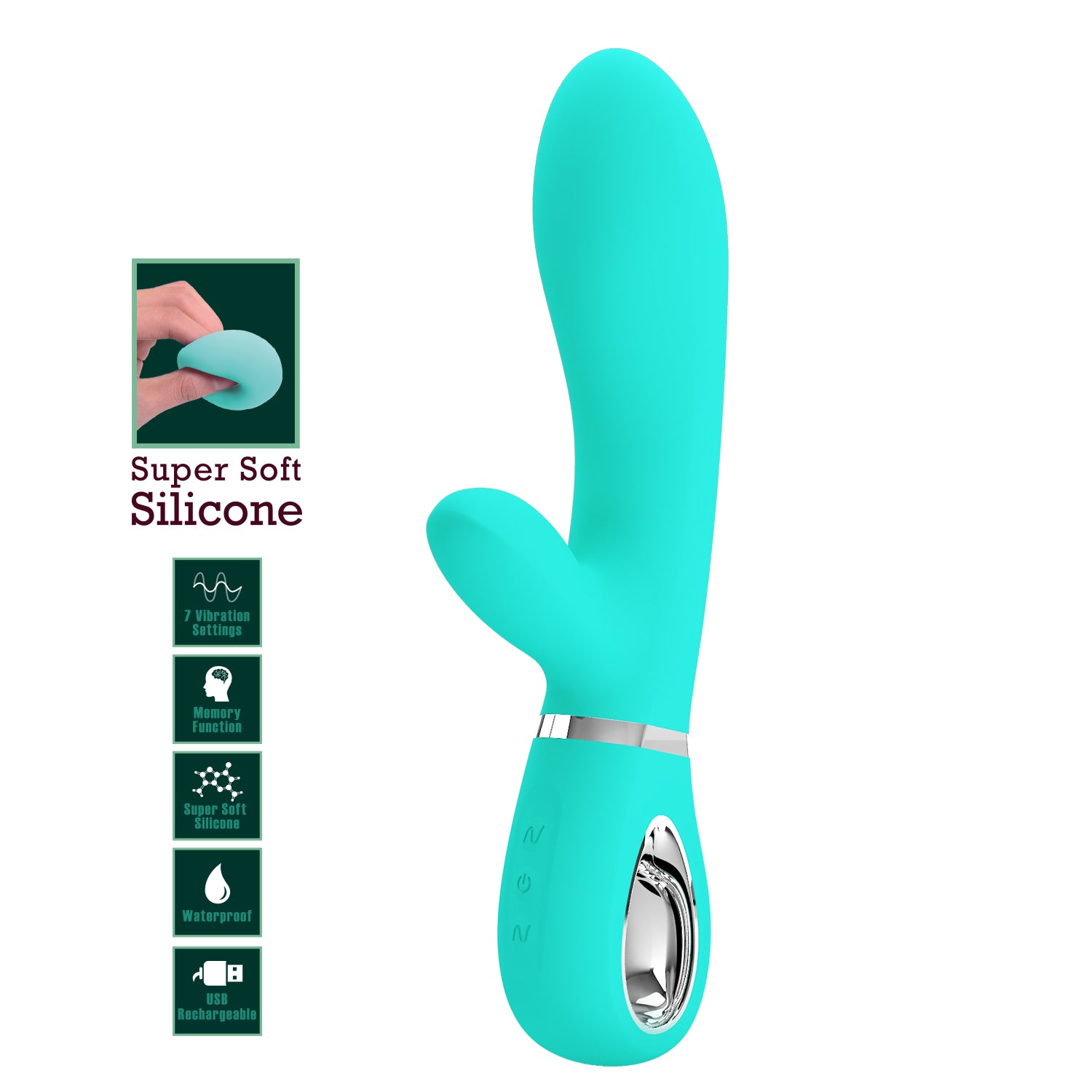 Baile Pretty Love THOMAS Soft Silicone Rabbit Vibrator - Green - Rabbit Vibrators