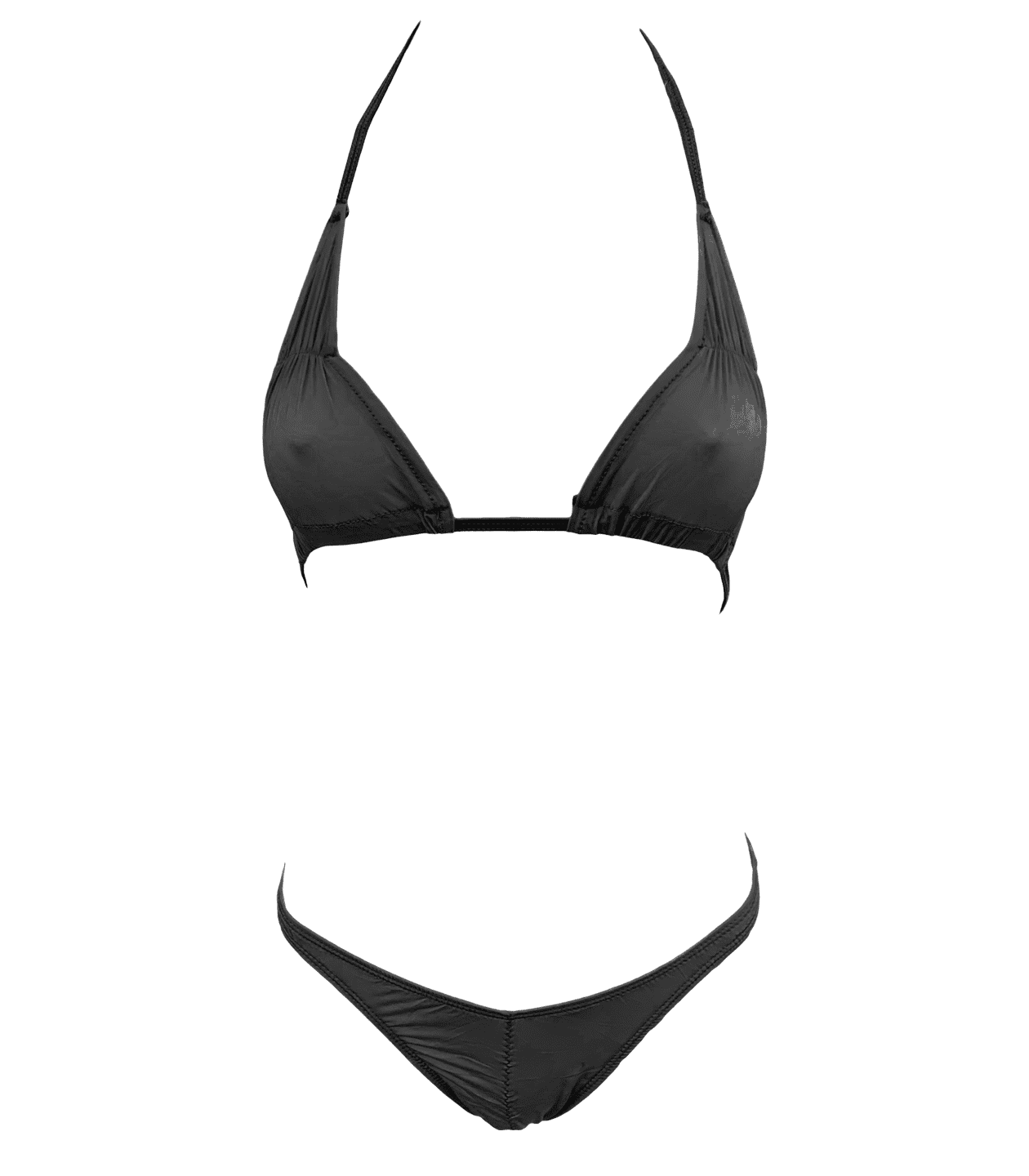 Love In Leather Spandex Fabric Womens Bikini - Black - Bras and Bra Sets