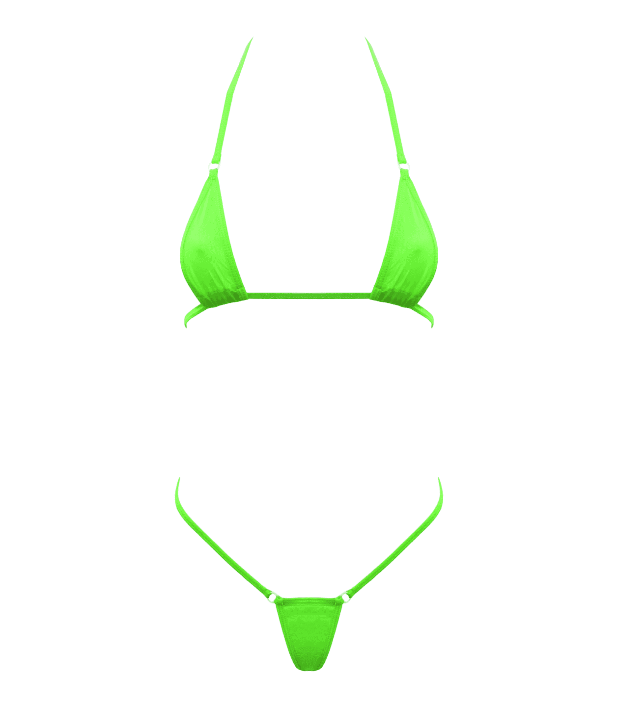 Love In Leather Spandex Fabric Womens Micro Bikini - Green - Bras and Bra Sets