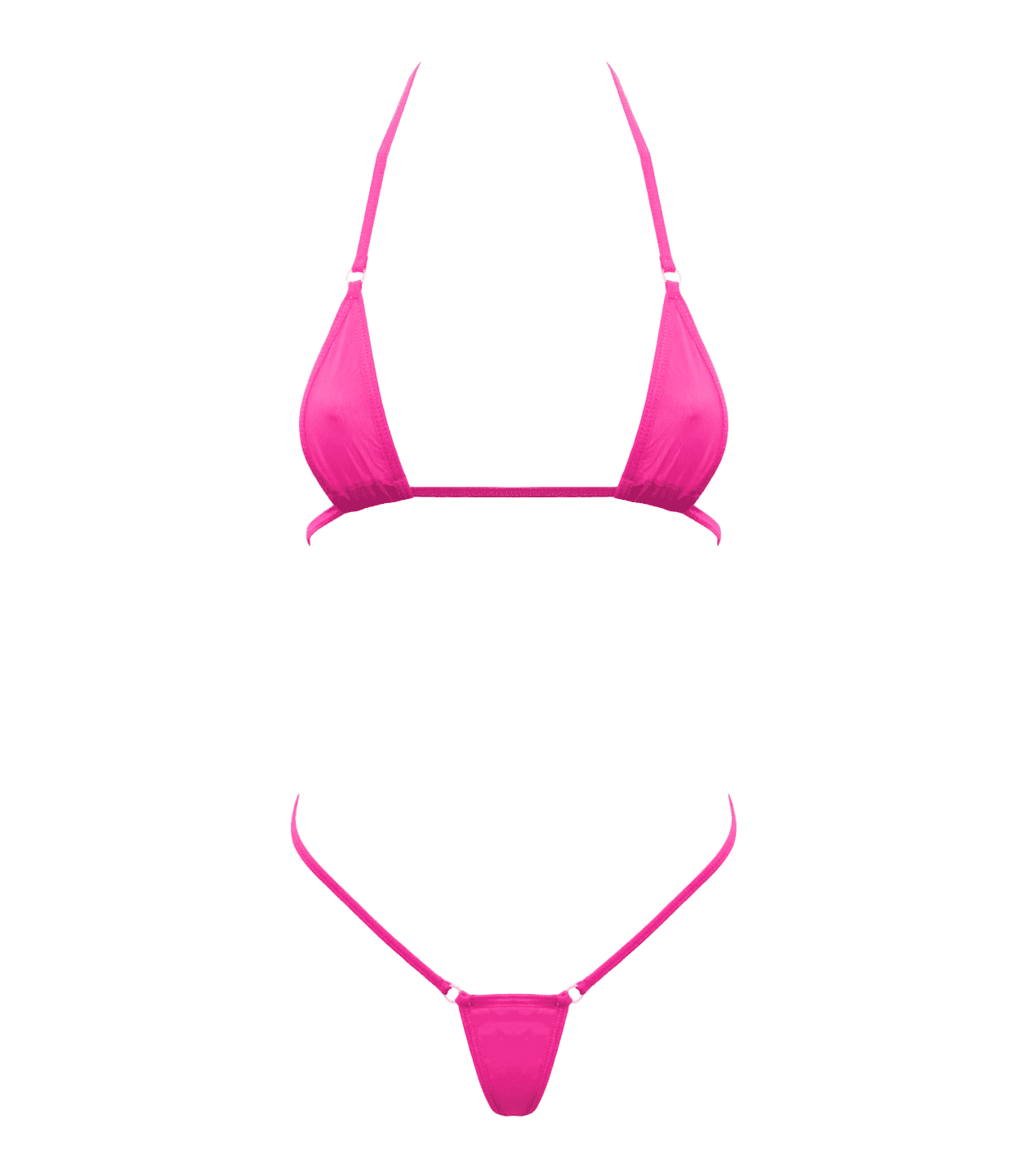 Love In Leather Spandex Fabric Womens Micro Bikini - Hot Pink - Bras and Bra Sets
