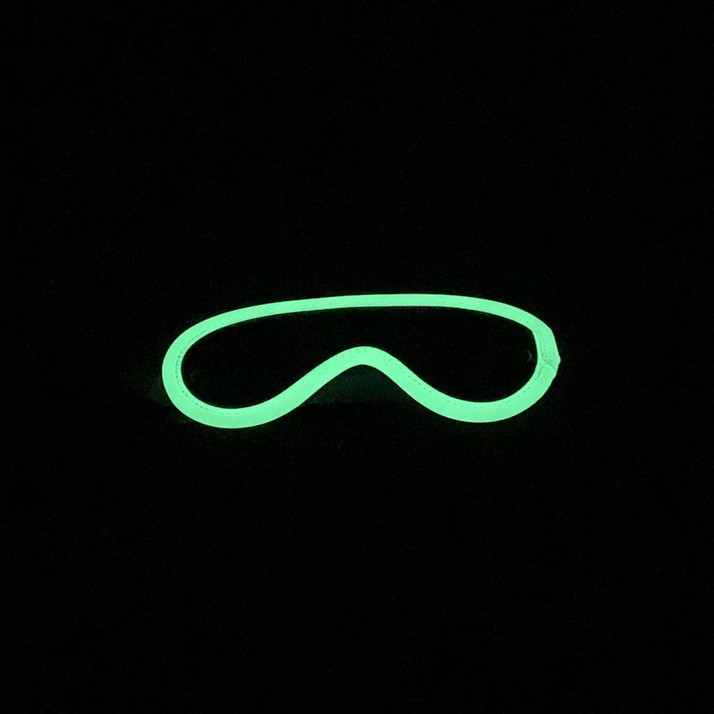 Love In Leather Black & Glow in The Dark Blindfold - - Masks And Blindfolds