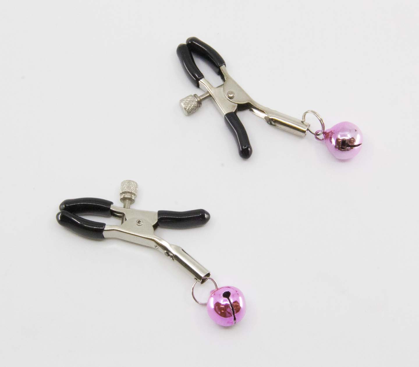 Love In Leather Womens Bells Nipple Clamps - Baby Pink - Nipple and Clit Clamps