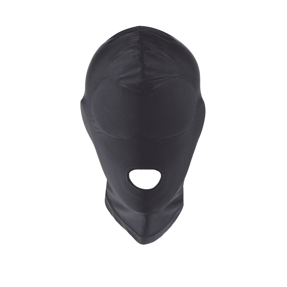 Love In Leather Lycra BDSM Hood With Mouth Opening - - Bondage Hoods