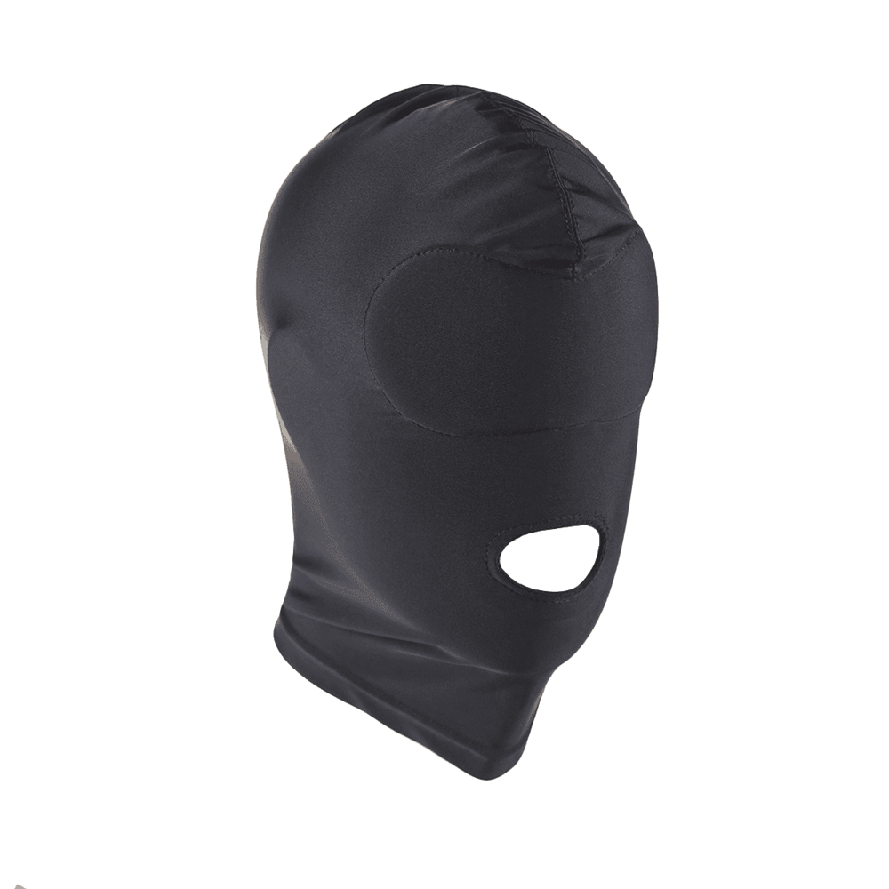 Love In Leather Lycra BDSM Hood With Mouth Opening - - Bondage Hoods