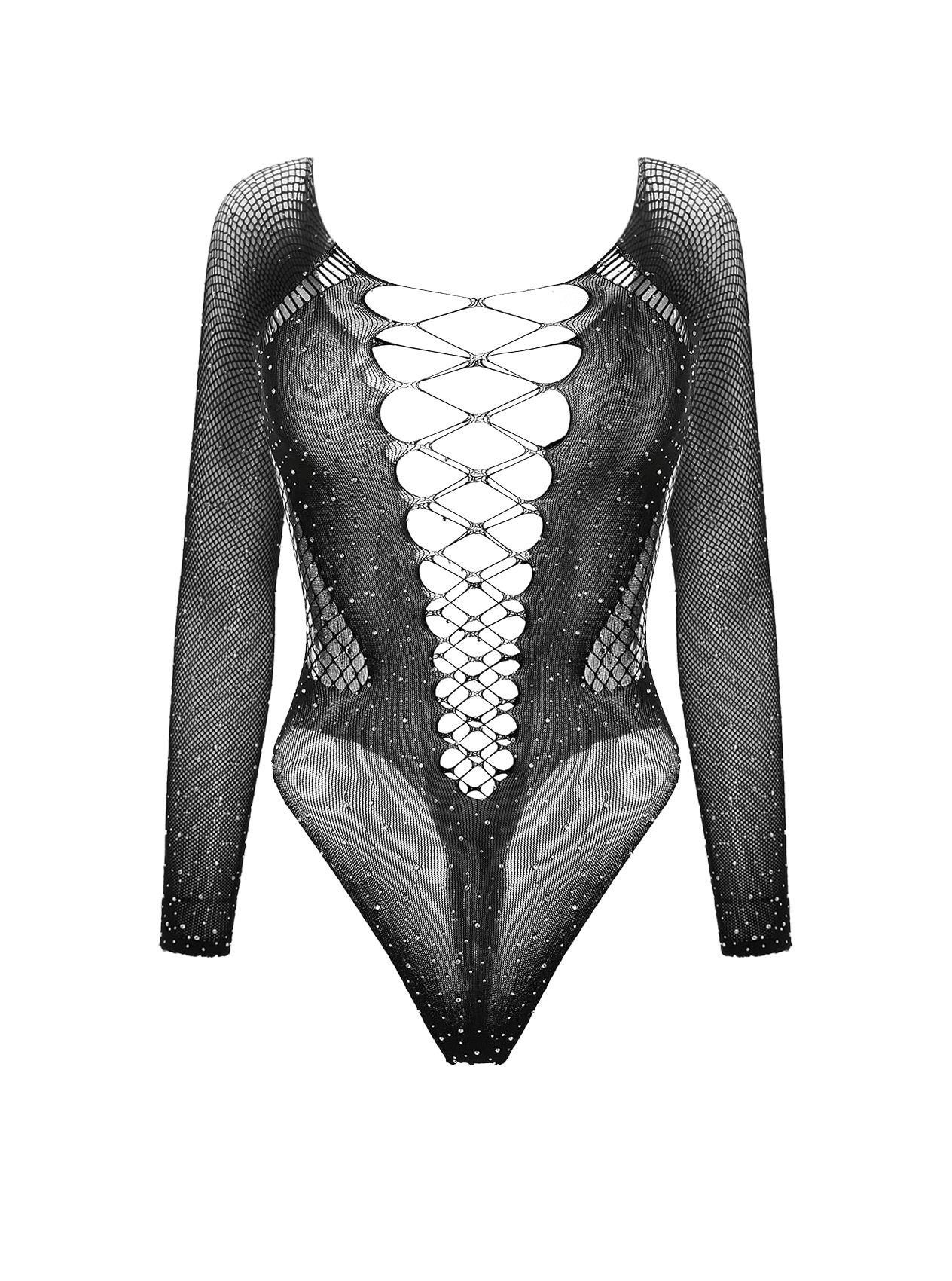 Love In Leather Rhinestone Sexy Womens Bodysuit - - Teddies and Bodysuits