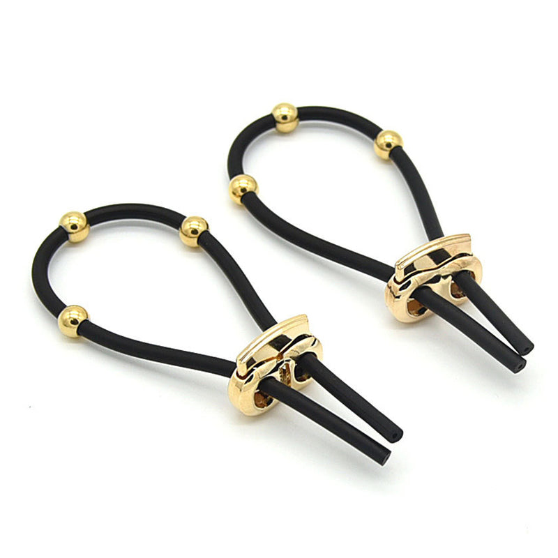 Cock Ball and Frenulum Electrostimulator Ties - Gold - Electro Sex