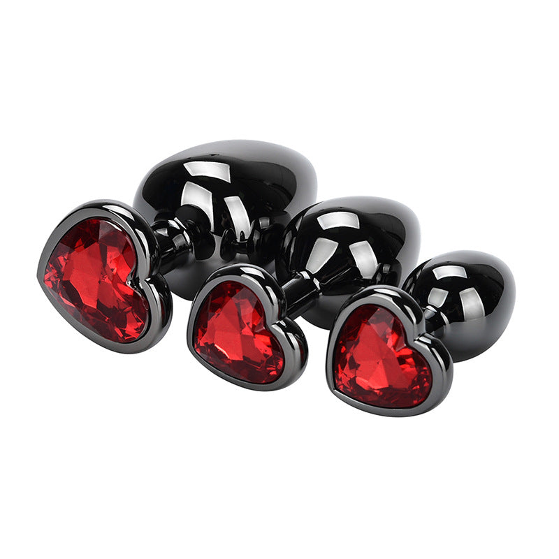 Heart Jeweled Black Stainless Steel Butt Plug Small - Butt Plugs