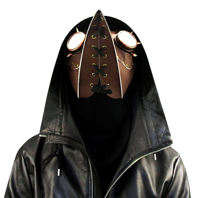 BDStyle Brown PU Leather Rivet Spike Long Bird Beak - - Masks And Blindfolds