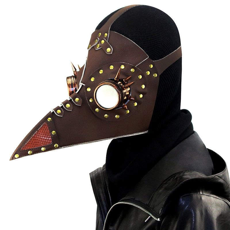 BDStyle Brown PU Leather Rivet Spike Long Bird Beak - - Masks And Blindfolds