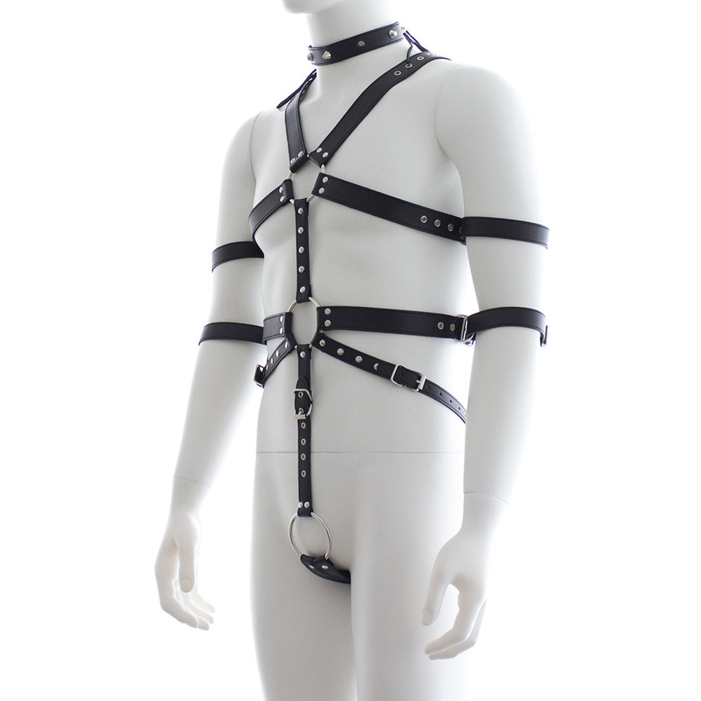 BDStyle Fetish Full Body Harness With Double Cuffs - - His Fetish